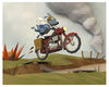 Cartoon: Crossing No Mans Land (small) by birdbee tagged dog war motorcycle messenger lowpoly 3d