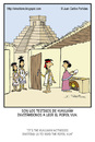 Cartoon: Witnesses (small) by Juan Carlos Partidas tagged witness witnesses maya mayan aztec pyramid central america prehispanic culture evangelize popol vuh kukulkan visit