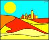 Cartoon: KALAHARI CITY (small) by Thamalakane tagged botswana,kalahari,desert,city,sand,dunes