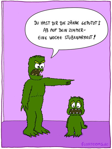 Cartoon: ungehorsam (medium) by Frank Zimmermann tagged monster,ungehorsam,arrest,grün,green