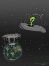 Cartoon: Alien visit (small) by Frank Zimmermann tagged alien,visit,earth,erde,weltall,space,smell,environment,global,warming