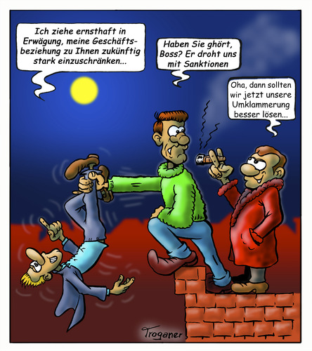 Cartoon: Nachts am Abgrund (medium) by Troganer tagged mafia,erpressung,sanktion,reaktion