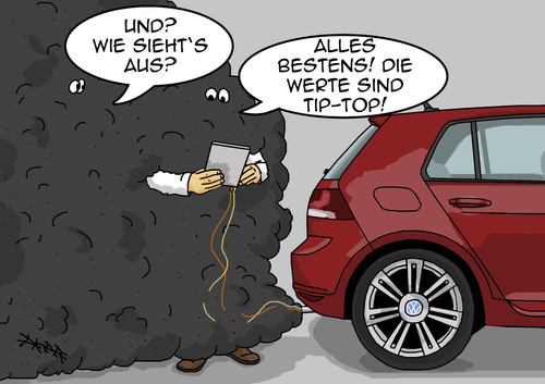 Cartoon: Vermessen (medium) by pierre-cda tagged abgaswerte,auto,skandal,betrug,abgas,volkswagen,vw
