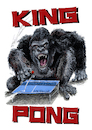 Cartoon: King Pong (small) by Ian Baker tagged king,kong,ping,pong,monkey,ape,gorilla,primate,wild,animal,jungle,huge,sci,fi,horror,movies,films,sport,ball,ian,baker,cartoon,caricature,parody,spoof,satire