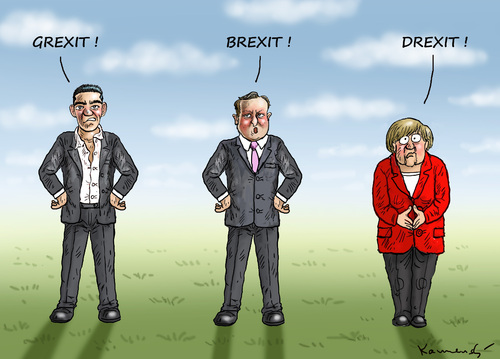 Cartoon: DREXIT (medium) by marian kamensky tagged drexit,brexit,grexit,drexit,brexit,grexit