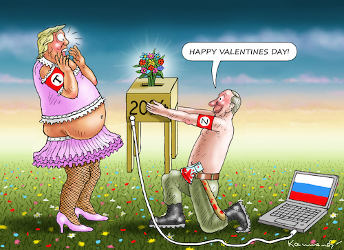 Cartoon: HAPPY VALENTINES DAY! (medium) by marian kamensky tagged happy,valentines,day,trump,putin,happy,valentines,day,trump,putin