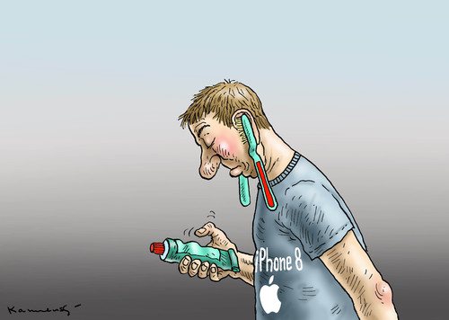 Cartoon: iPhone 8 (medium) by marian kamensky tagged iphone,apple,smarphone,iphone,apple,smarphone