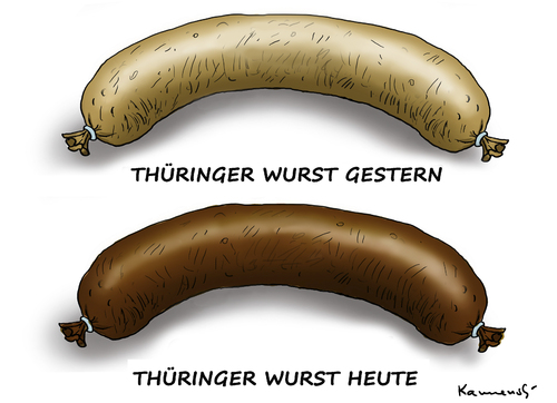 Cartoon: Thüringer Wurst (medium) by marian kamensky tagged prozess,nsu,verfassunsschutz,thüringer,thüringer,verfassunsschutz,nsu,prozess