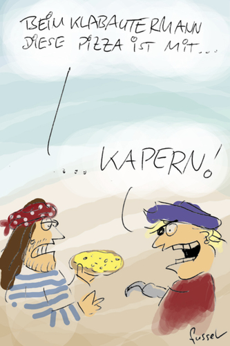 Cartoon: Nicht jeder mag sie (medium) by fussel tagged wortspiel,kapern,piraten,pizza,scherzkeks