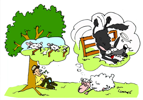 Cartoon: Counting Sheeps (medium) by Carma tagged animals,sheeps,wolf,counting,sheep,nature