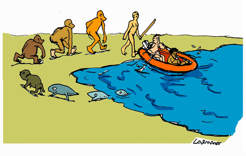 Cartoon: D - Evolution (medium) by Carma tagged immigration,migrant,fluss,darwin