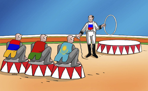 Cartoon: cirkusov (medium) by Lubomir Kotrha tagged eurasian,economic,union,russia,kazakhstan,belarus,armenia,kyrgyzstan,european,world