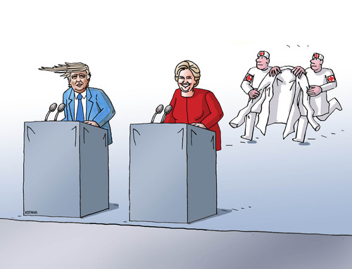 Cartoon: clintrump (medium) by Lubomir Kotrha tagged hillary,clinton,donald,trump,usa,dollar,president,election,world