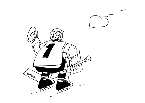 Cartoon: hoksrdce-cb (medium) by Lubomir Kotrha tagged hokej,hockey,world,cup