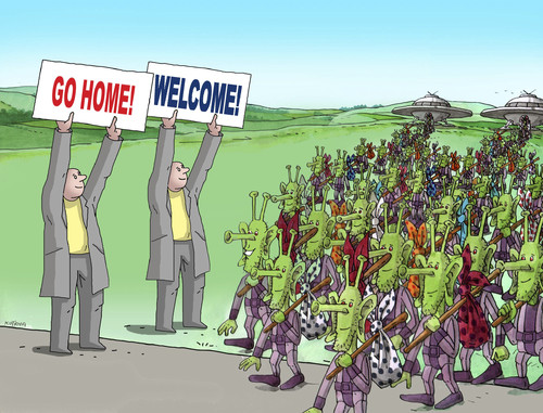 Cartoon: welcomegohome (medium) by Lubomir Kotrha tagged refugees,europe,afrika,germany,merkel,world