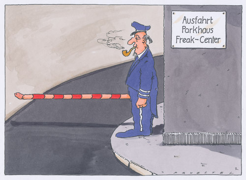 Cartoon: harter job (medium) by Andreas Prüstel tagged parkhaus,besonderheit,andersein,freak,freak,besonderheit,parkhaus,penis