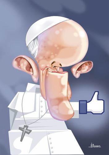 Cartoon: Pope Francisco (medium) by Ulisses-araujo tagged pope,francisco,caricature