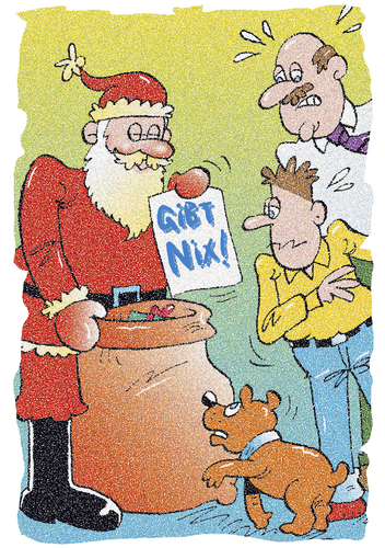 Cartoon: Weihnachten (medium) by astaltoons tagged weihnachten,weihnachtsmann,geschenkesack,leer,gibt,nix,hund,entsetzen