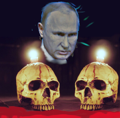 Cartoon: happy anniversary (medium) by ab tagged putin,war,ukraine,russia,year