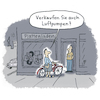 Cartoon: Reifenpanne (small) by Lo Graf von Blickensdorf tagged vinyl,schallplatten,oldies,fahrrad,mann,krise,reifenpanne,platt,biker,geschäft,shop