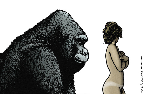 Cartoon: Ape King (medium) by mortimer tagged mortimer,mortimeriadas,cartoon,comic,horror,terror,nude,erotic,pinup,gorilla,ape