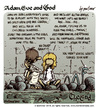 Cartoon: Adam Eve and God 48 (small) by mortimer tagged mortimer,mortimeriadas,cartoon,comic,biblical,adam,eve,god,snake,paradise,bible