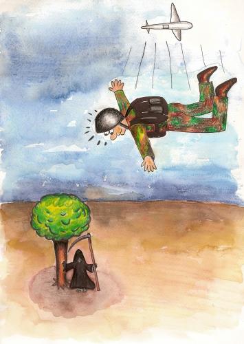 Cartoon: parachutist (medium) by menekse cam tagged parachutist