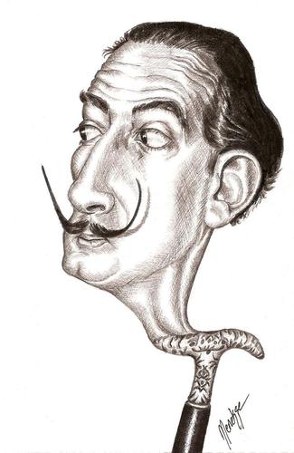 Cartoon: Salvador_Dali (medium) by menekse cam tagged salvador,domingo,felipe,jacinto,dali,domenech,spanish,surrealist,painter