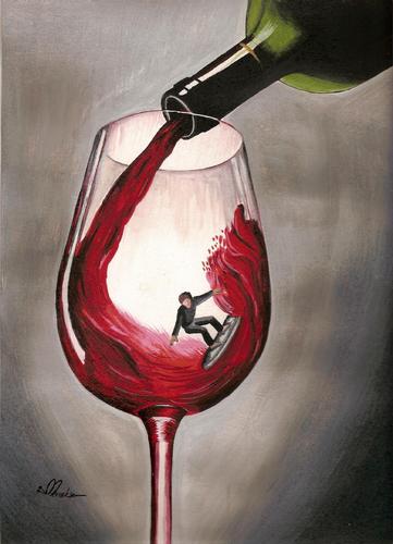 Cartoon: Wine (medium) by menekse cam tagged wine,surf,excitement