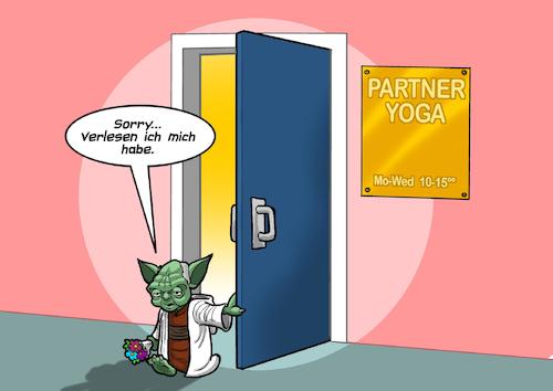 Cartoon: Yoda auf der Suche nach Liebe (medium) by Chris Berger tagged yoda,star,wars,krieg,der,sterne,yoga,partner,liebe,freundin,yoda,star,wars,krieg,der,sterne,yoga,partner,liebe,freundin