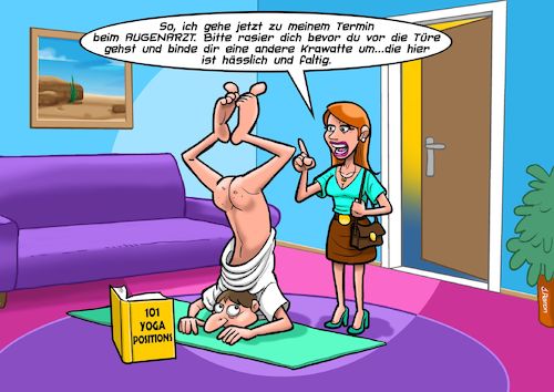 Cartoon: Yoga (medium) by Chris Berger tagged yoga,nackt,augenarzt,kurzsichtig,brille,yoga,nackt,augenarzt,kurzsichtig,brille