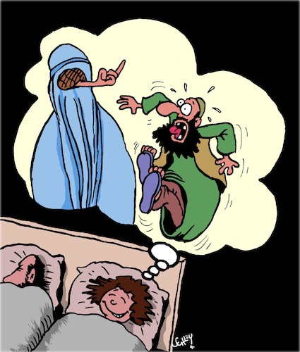 Cartoon: Un Reve (medium) by Karsten Schley tagged musulmans,talibans,religion,patriarcat,femmes,hommes,politique,guerre,societe,musulmans,talibans,religion,patriarcat,femmes,hommes,politique,guerre,societe