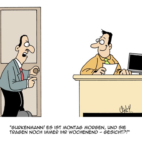Cartoon: WOCHENENDE (medium) by Karsten Schley tagged arbeit,arbeitgeber,arbeitnehmer,wochenende,jobs,wirtschaft,business,büro,arbeit,arbeitgeber,arbeitnehmer,wochenende,jobs,wirtschaft,business,büro