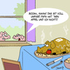 Cartoon: Apfel (small) by Karsten Schley tagged ernährung,nahrung,schweinefleisch,essen,kinder,eltern,jugend,neid,futterneid,nahrungskette