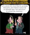 Cartoon: Mme Baerbock en France (small) by Karsten Schley tagged baerbock,nucleaire,france,allemagne,politique,environnement,energie,societe,chancelier,scholz
