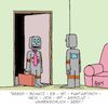 Cartoon: Unmenschlich (small) by Karsten Schley tagged technik,arbeit,roboter,menschlichkeit,jobs,arbeitgeber,arbeitnehmer,beziehungen,liebe,wirtschaft,business