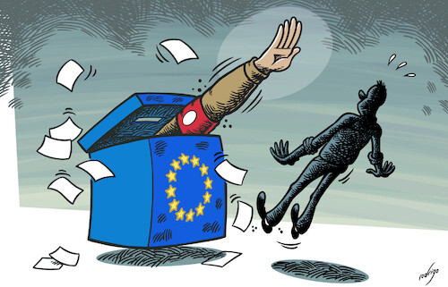 Cartoon: Europe all right? (medium) by rodrigo tagged europeanunion,eu,europe,politics,election,international,farright,rightwing,nazi,brussels,mainstream,party,democracy,immigration,society,education,economy,populism,politicians,migrants,crisis,diplomacy,extremism,security,violence,racism,europeanunion,eu,europe,politics,election,international,farright,rightwing,nazi,brussels,mainstream,party,democracy,immigration,society,education,economy,populism,politicians,migrants,crisis,diplomacy,extremism,security,violence,racism