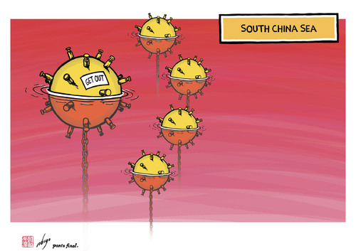 Cartoon: Territorial claims of China (medium) by rodrigo tagged south,territorial,sea,china,japan,asia,claims,mines,philippines