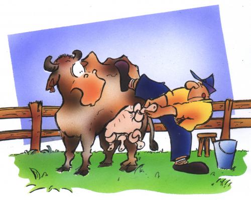 Cartoon: milkboycott (medium) by HSB-Cartoon tagged strike,boycott,cow,farmer,milk,streik,boykott,milch,kuh,farmer,deutschland,landwirtschaft,milchmangel,bauer,supermarkt,nahrungsmittel,wegkippen,lohn,preis