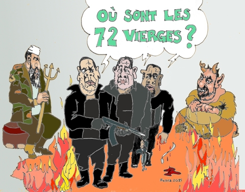 Cartoon: Ou sont les 72 vierges? (medium) by Fusca tagged extremists,terrorists,assassins,suicide,islam,lie,terror
