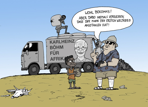 Cartoon: Gutmensch (medium) by Weltasche tagged welthunger,hungerhilfe,hunger,karlheinz,böhm,erster,weltkrieg