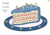 Cartoon: Europe Day (small) by Tjeerd Royaards tagged eu,day,brussels,refugees,cake,celebration