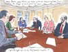 Cartoon: Problem auf dem Tisch (small) by woessner tagged fakten,auf,dem,tisch,problem,lösung,besprechung,analyse,untätigkeit,unter,den,teppich,kehren,konferenz,meeting,brainstorming