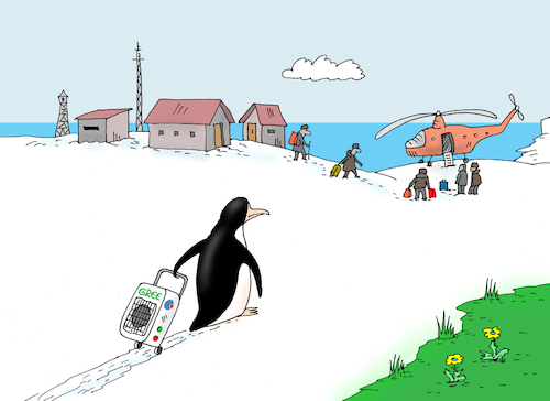 Cartoon: evacuation (medium) by Tarasenko  Valeri tagged evacuation,penguins,heat,antarctica