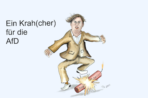 Cartoon: Krah-cher- (medium) by SchmidtFineArt tagged afd,china,spionage,berlin,politik,gesellschaft,deutschland,kriese,comic,karikatur,kunst,demokratie,geld,humor,europa,cartoon,art