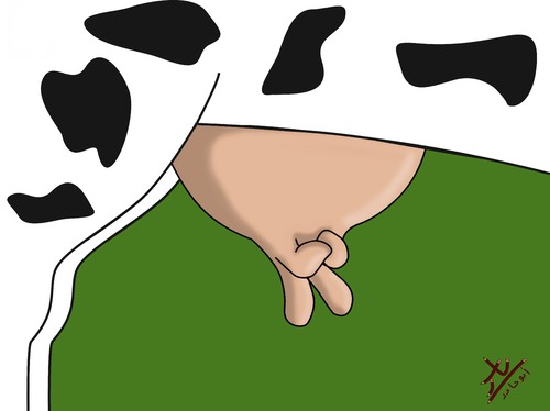 Cartoon: victory (medium) by yaserabohamed tagged victory,cow,milk