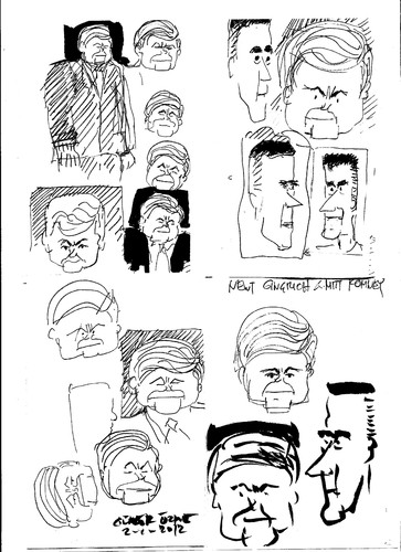 Cartoon: Gingrich-Romney (medium) by gungor tagged usa