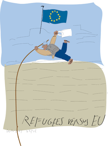 Cartoon: Refugees versus EU (medium) by gungor tagged refugee,refugee