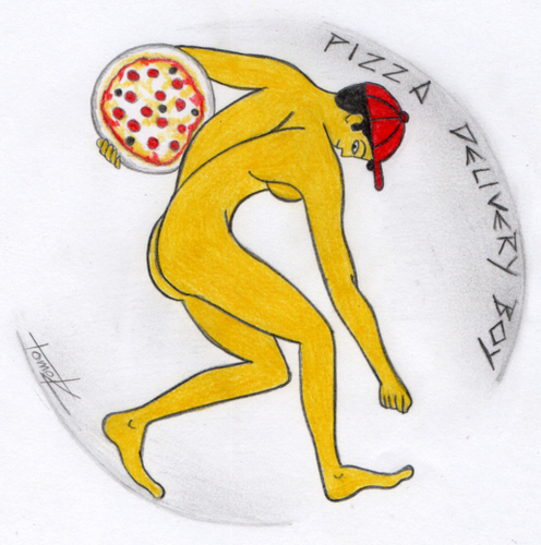 Cartoon: pizza delivery boy (medium) by Tomek tagged pizzapitch