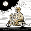 Cartoon: Me and my daughter (small) by putuebo tagged moon night motorcycle daughter